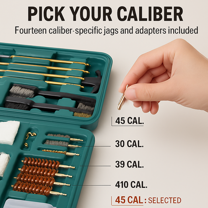 Gun Cleaning Kit with Brushes, Mops and Case