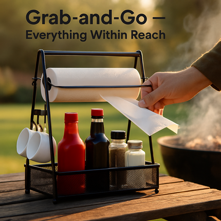 Utensil Caddy with Paper Towel Holders for Grilling