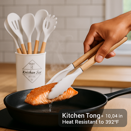 Kitchen Utensils Set with Holder - Spatulas & Spoons