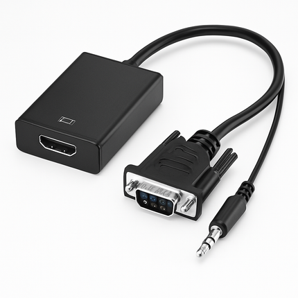 VGA to HD IN & HD OUT Converter Adapter HD 1080P Video Audio Cable Adapter w/ USB 3.5mm Plug For HDTV TV Projector Laptop
