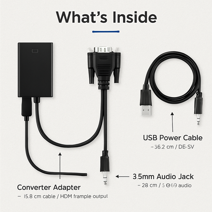 VGA to HD IN & HD OUT Converter Adapter HD 1080P Video Audio Cable Adapter w/ USB 3.5mm Plug For HDTV TV Projector Laptop