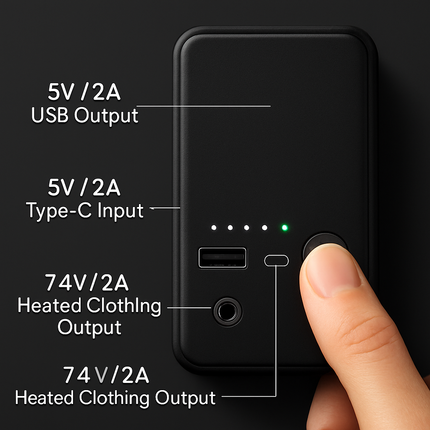Power Bank for Heated Clothing with USB DC Output
