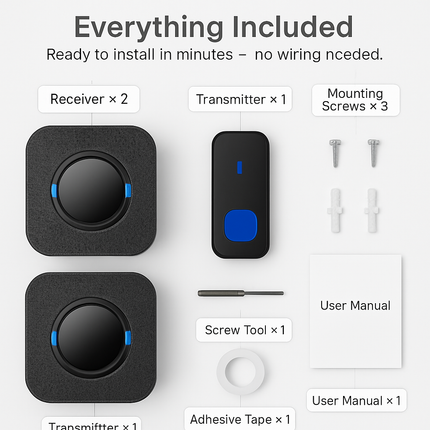 Wireless Doorbell with Long Range - Dual Receiver (US)