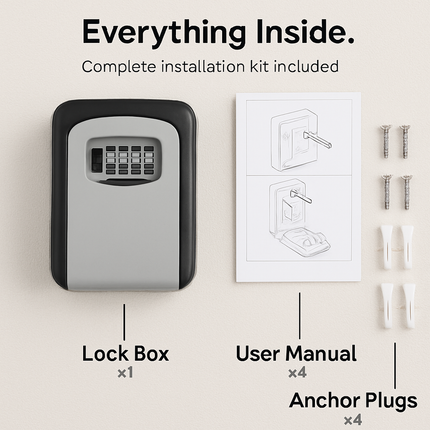 Key Lock Box with 4-Digit Resettable Code for Outdoors