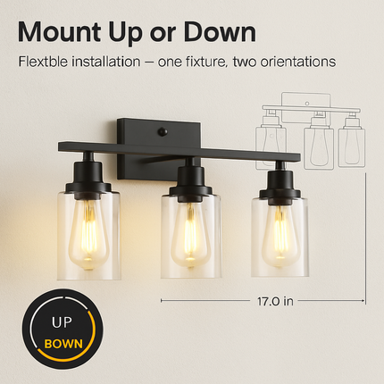 Wall Sconce Lighting with Clear Glass Shade