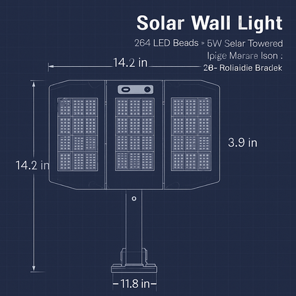 Outdoor Solar Wall Light with PIR Motion Sensor