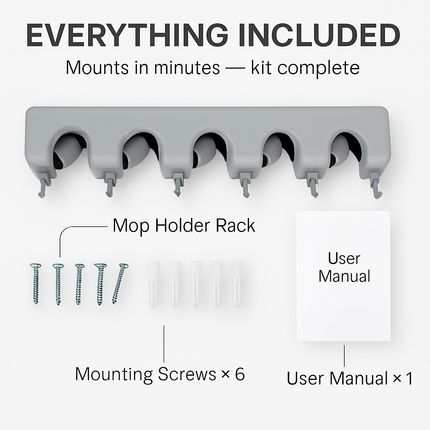 Mop Holder Wall Mount for Mops and Brooms