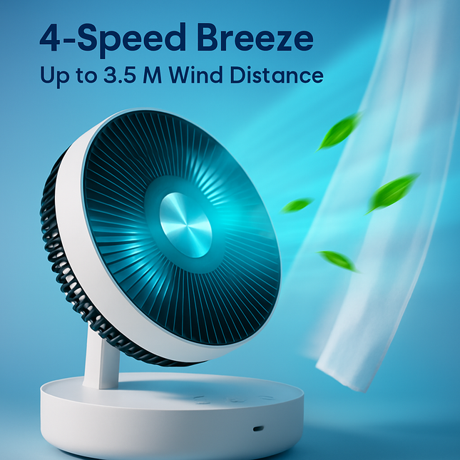 Foldable Rechargeable LED Desk Fan with Remote Oscillation