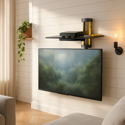 Floating Wall Mounted Strengthened Tempered Glass Shelf for DVD Cable Boxes