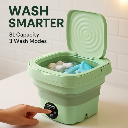 Foldable Portable Washing Machine with Drain Basket, 3 Modes