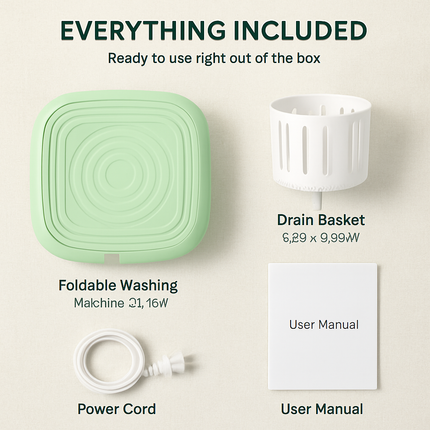 Foldable Portable Washing Machine with Drain Basket, 3 Modes