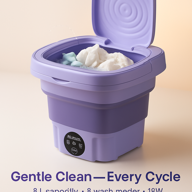 Foldable Portable Washing Machine with Drain Basket, 3 Modes
