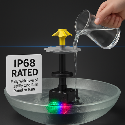 3-Tier Solar Bird Bath Fountain Solar Powered Water Pump Waterfall Feature with Colorful Light 3 Nozzles 6W Solar Panel for Bird Bath Patio Yard Pond
