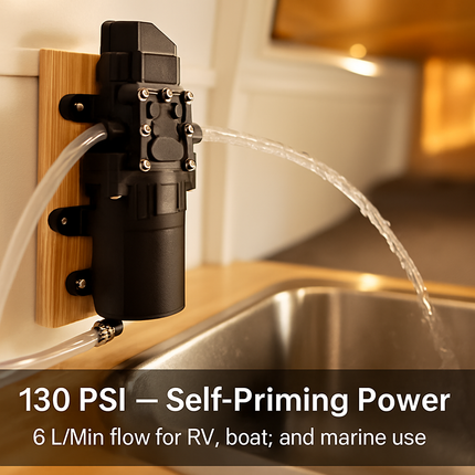 12V Diaphragm Water Pump with Hose Clamps