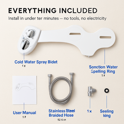 Cold Water Bidet with Self-Cleaning Dual Nozzle
