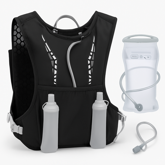 Sport Hydration Vest Running Backpack with 15oz 50oz Water Bladder Adjustable Strap Storage Bag for Trail Running Marathon Race Hiking