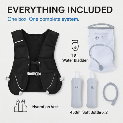 Sport Hydration Vest Running Backpack with 15oz 50oz Water Bladder Adjustable Strap Storage Bag for Trail Running Marathon Race Hiking