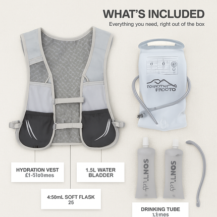 Sport Hydration Vest Running Backpack with 15oz 50oz Water Bladder Adjustable Strap Storage Bag for Trail Running Marathon Race Hiking