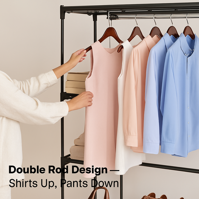 Metal Closet Deluxe Double Rod Freestanding Organizer