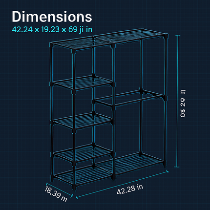 Metal Closet Deluxe Double Rod Freestanding Organizer