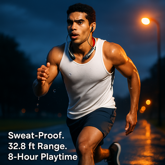 Wireless Neckband Headphones with Magnetic Earbuds