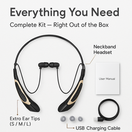 Wireless Neckband Headphones with Magnetic Earbuds