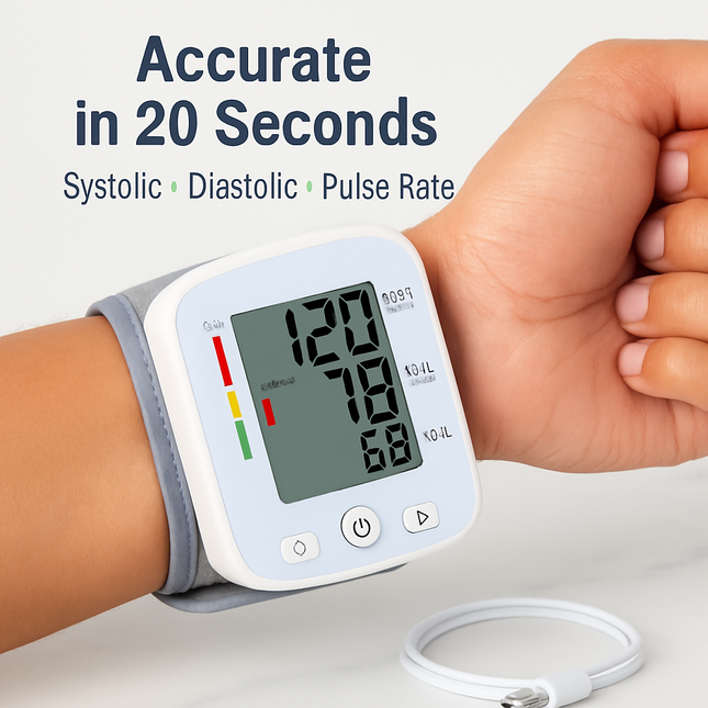 Wrist Blood Pressure Monitor with Large LCD Display