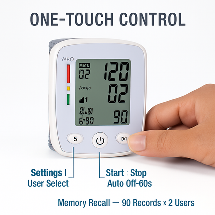 Wrist Blood Pressure Monitor with Large LCD Display