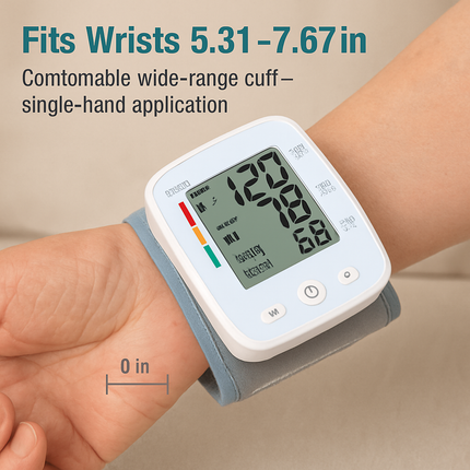 Wrist Blood Pressure Monitor with Large LCD Display
