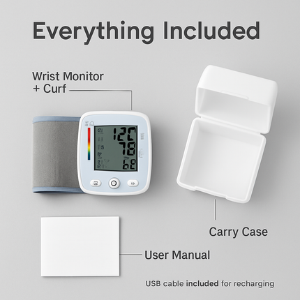Wrist Blood Pressure Monitor with Large LCD Display