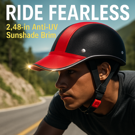 Bicycle Helmet with Sunshade and Adjustable Fit - Red