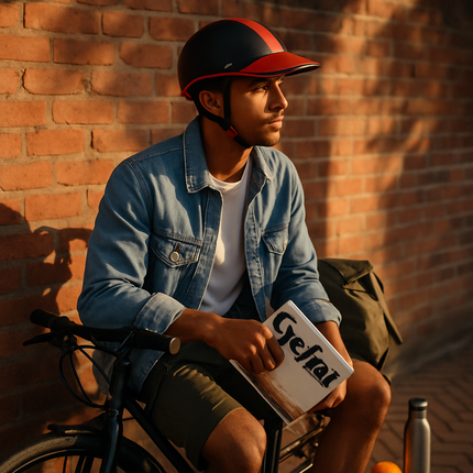 Bicycle Helmet with Sunshade and Adjustable Fit - Red