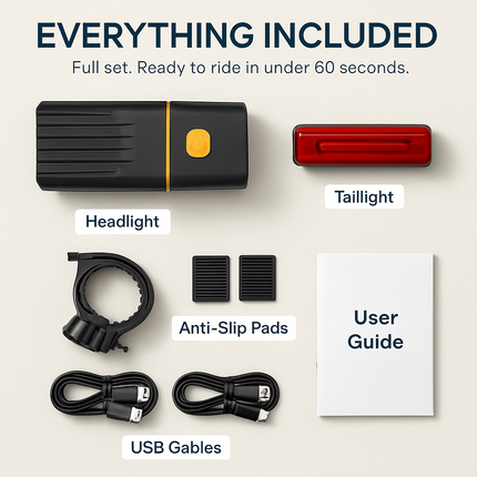 Bike Light Set: USB Rechargeable Front & Rear LEDs