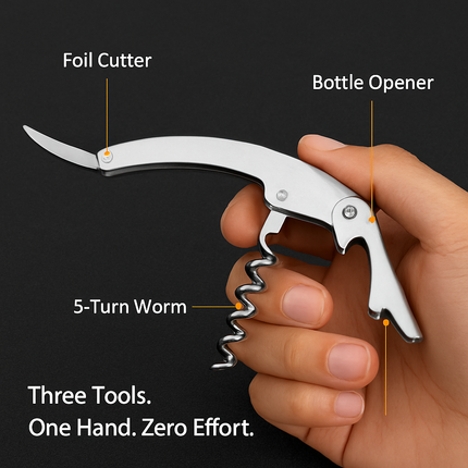 Corkscrew Bottle Opener Set with Foil Cutter