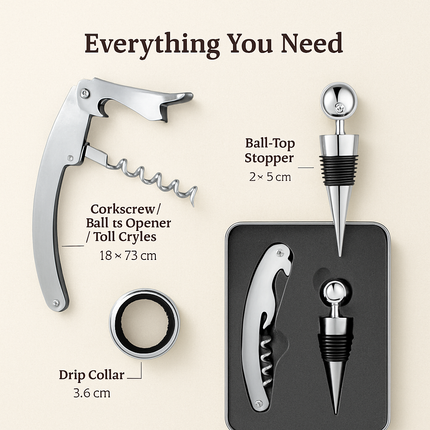 Corkscrew Bottle Opener Set with Foil Cutter