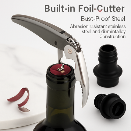 5 Pcs Wine Bottle Opener Set Wine Accessories Kit w/ Corkscrew Pourer Stopper Vacuum Pump for Home Use Sommeliers Waiters Bartenders