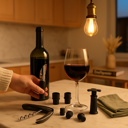 5 Pcs Wine Bottle Opener Set Wine Accessories Kit w/ Corkscrew Pourer Stopper Vacuum Pump for Home Use Sommeliers Waiters Bartenders