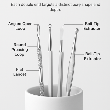 5 Pcs Blackhead Remover Kit Pimple Comedone Extractor Tool Set Stainless Steel Facial Acne Blemish Whitehead Popping Zit Removing for Nose Face Skin C