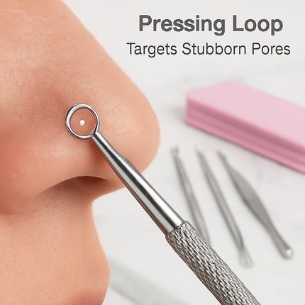 5 Pcs Blackhead Remover Kit Pimple Comedone Extractor Tool Set Stainless Steel Facial Acne Blemish Whitehead Popping Zit Removing for Nose Face Skin C
