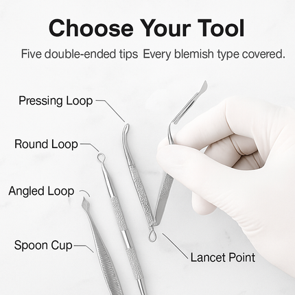 5 Pcs Blackhead Remover Kit Pimple Comedone Extractor Tool Set Stainless Steel Facial Acne Blemish Whitehead Popping Zit Removing for Nose Face Skin C