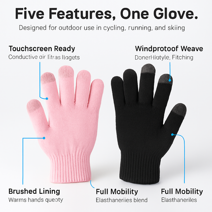 Unisex Winter Knit Gloves Touchscreen Outdoor Windproof Cycling Skiing Warm Gloves