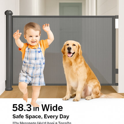 Retractable Baby Security Gate for Doorways & Hallways