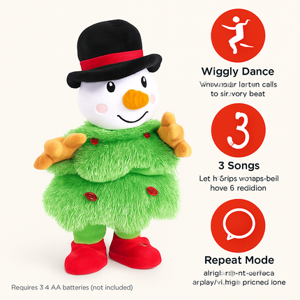 Electric Dancing Snowman Plush Toy - Talking & Singing
