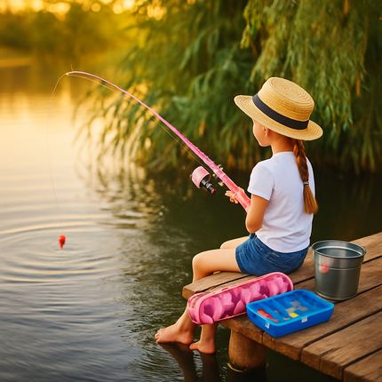 Kids Fishing Pole Set - Telescopic Rod & Spincast Reel Kit