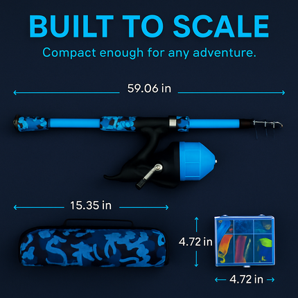 Kids Fishing Pole Set - Telescopic Rod & Spincast Reel Kit