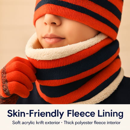 Kids Winter Knitted Hat Scarf Gloves 3-Piece Set