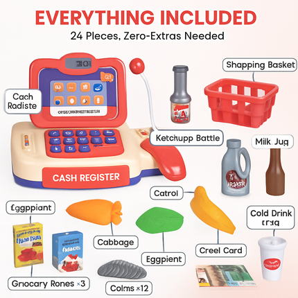 Cash Register Pretend Play Toy with Scanner