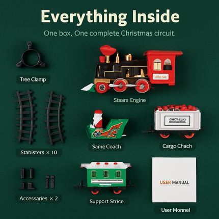 Electric Christmas Train Set with Sound and Lights