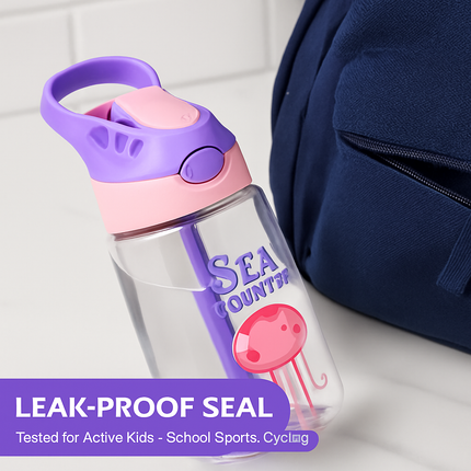 Leak-Proof Kids Water Bottle with Straw and Push Button
