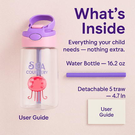 Leak-Proof Kids Water Bottle with Straw and Push Button